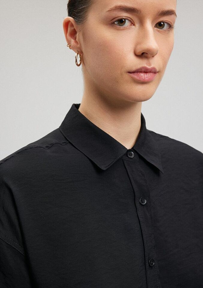 MAVİ KADIN UZUN KOL GÖMLEK Siyah 1210769-35022