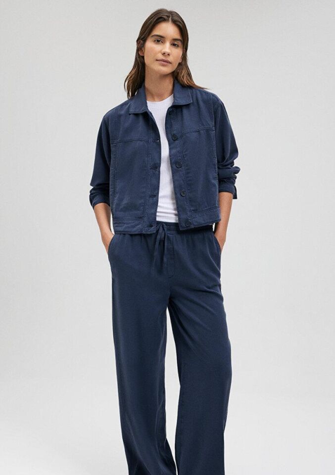 MAVİ KADIN UZUN KOLLU GÖMLEK Derin Lacivert 1210727-70497