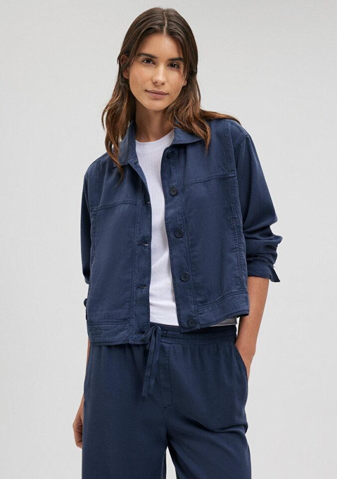 MAVİ KADIN UZUN KOLLU GÖMLEK Derin Lacivert 1210727-70497