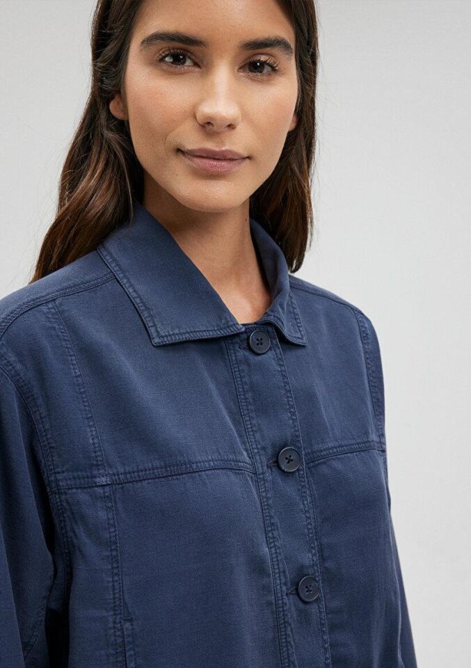 MAVİ KADIN UZUN KOLLU GÖMLEK Derin Lacivert 1210727-70497