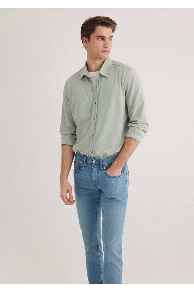 MAVİ ERKEK UZUN KOL GÖMLEK  Açık Yeşil 0210294-71476