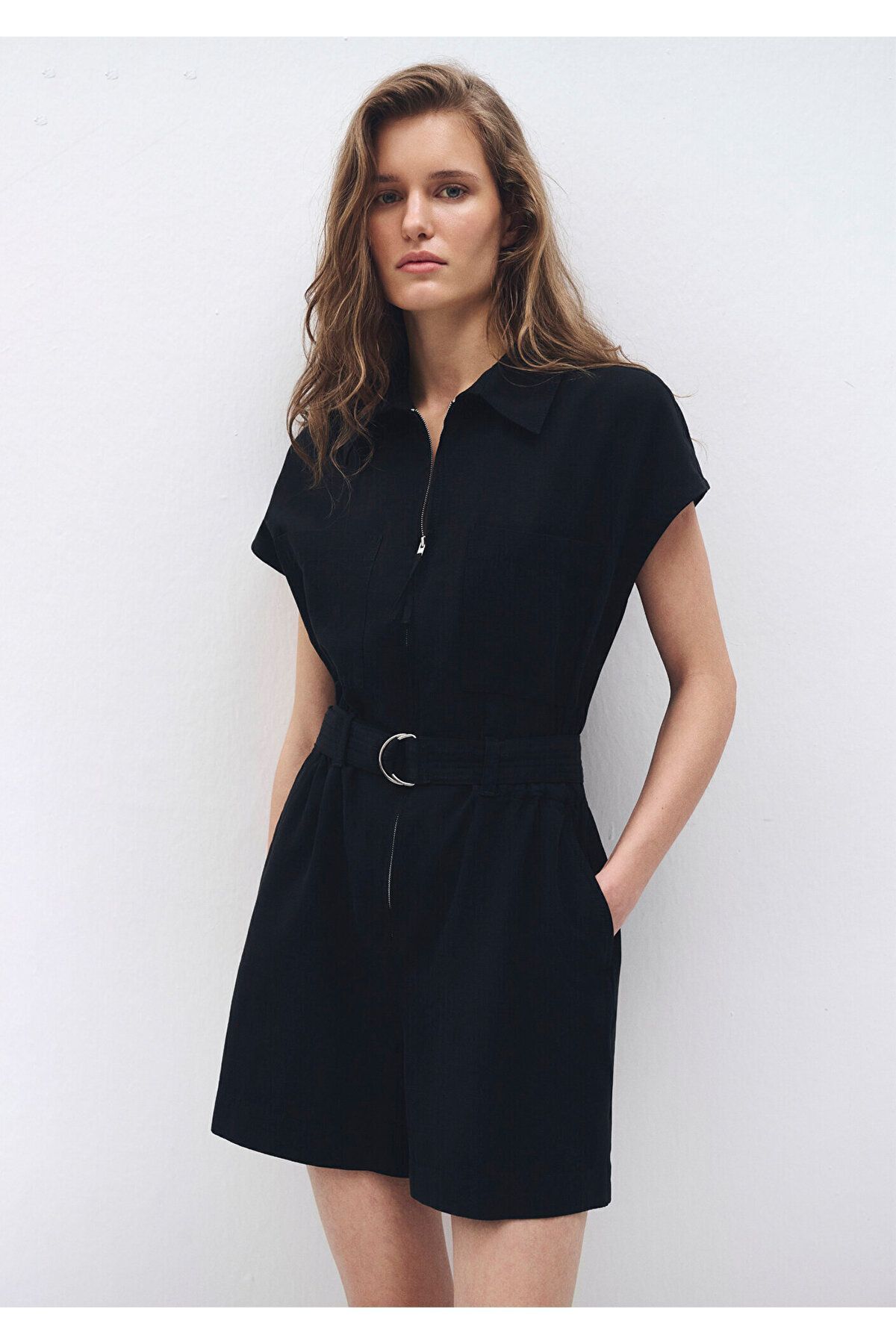 MAVİ KADIN DOKUMA ŞORT TULUM Siyah 1010988-900