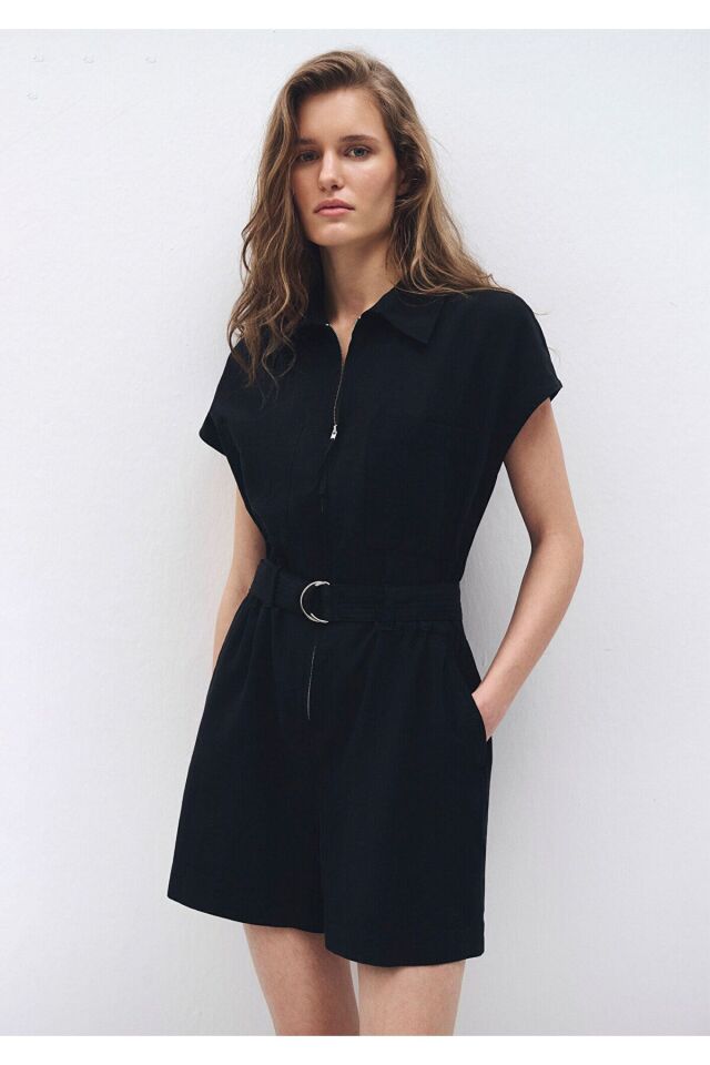 MAVİ KADIN DOKUMA ŞORT TULUM Siyah 1010988-900