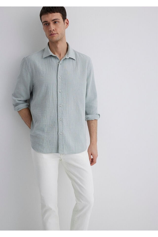 MAVİ ERKEK UZUN KOL GÖMLEK Sis Yeşil 0211518-70148