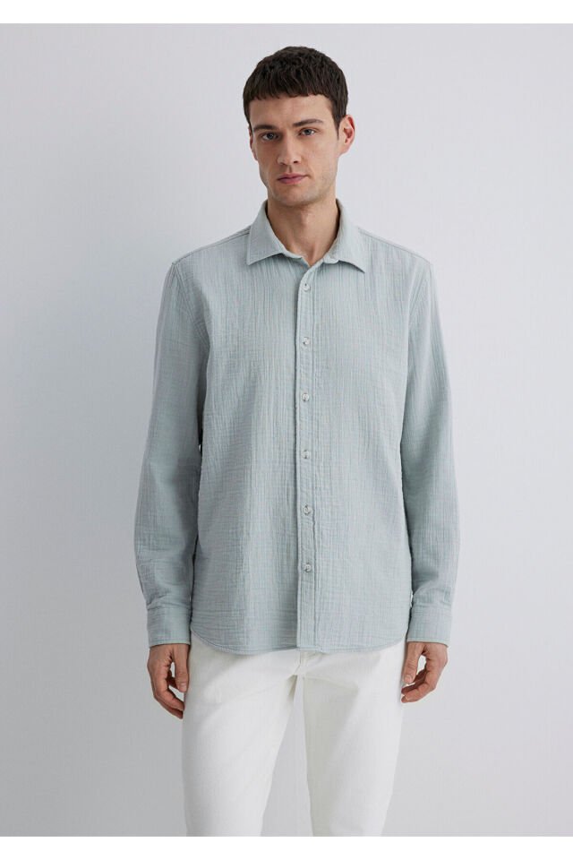 MAVİ ERKEK UZUN KOL GÖMLEK Sis Yeşil 0211518-70148