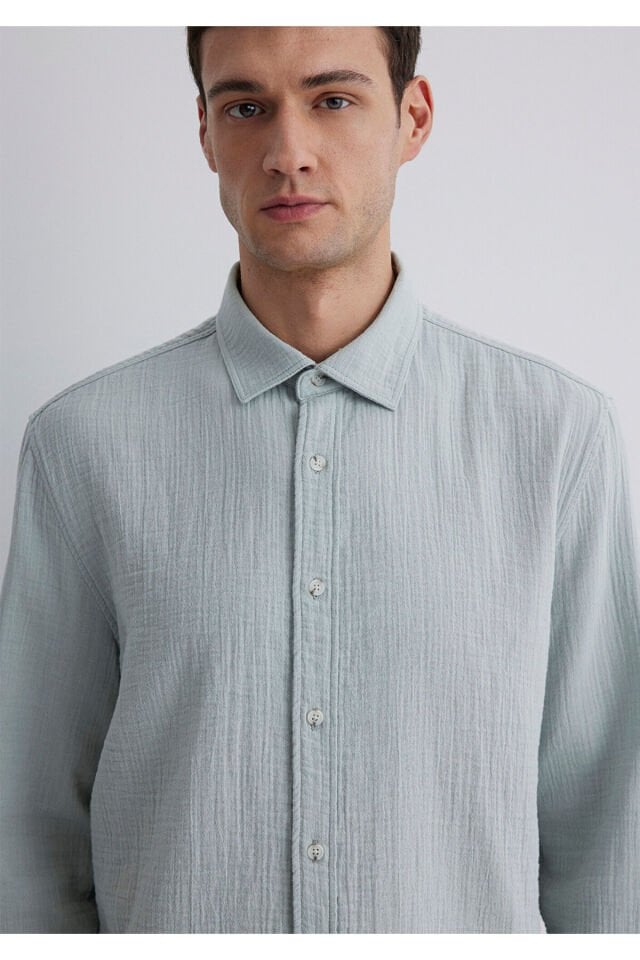 MAVİ ERKEK UZUN KOL GÖMLEK Sis Yeşil 0211518-70148