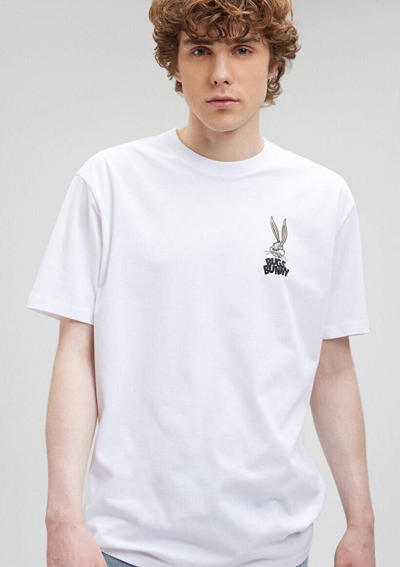 MAVİ ERKEK BUGS BUNNY BASKILI TİŞÖRT BEYAZ 0610636-620