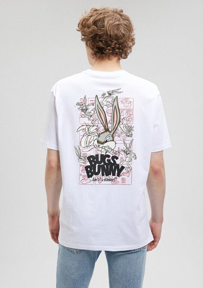 MAVİ ERKEK BUGS BUNNY BASKILI TİŞÖRT BEYAZ 0610636-620