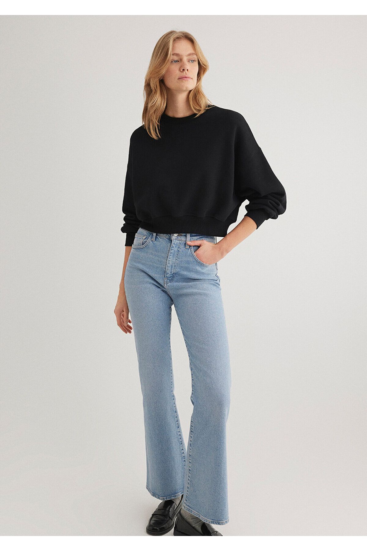 MAVİ KADIN BISIKLET YAKA SWEATSHIRT Siyah 1S10307-900