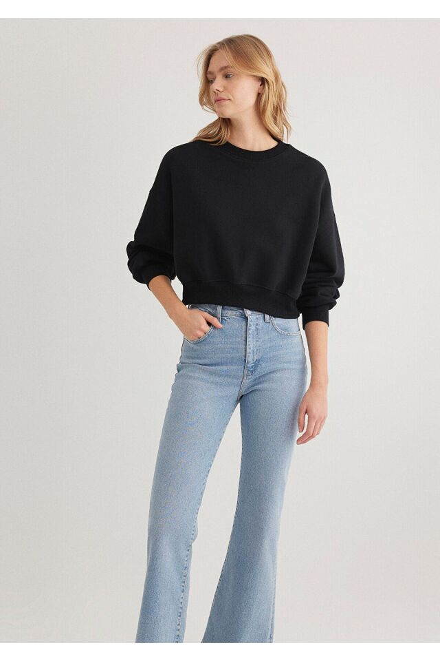 MAVİ KADIN BISIKLET YAKA SWEATSHIRT Siyah 1S10307-900