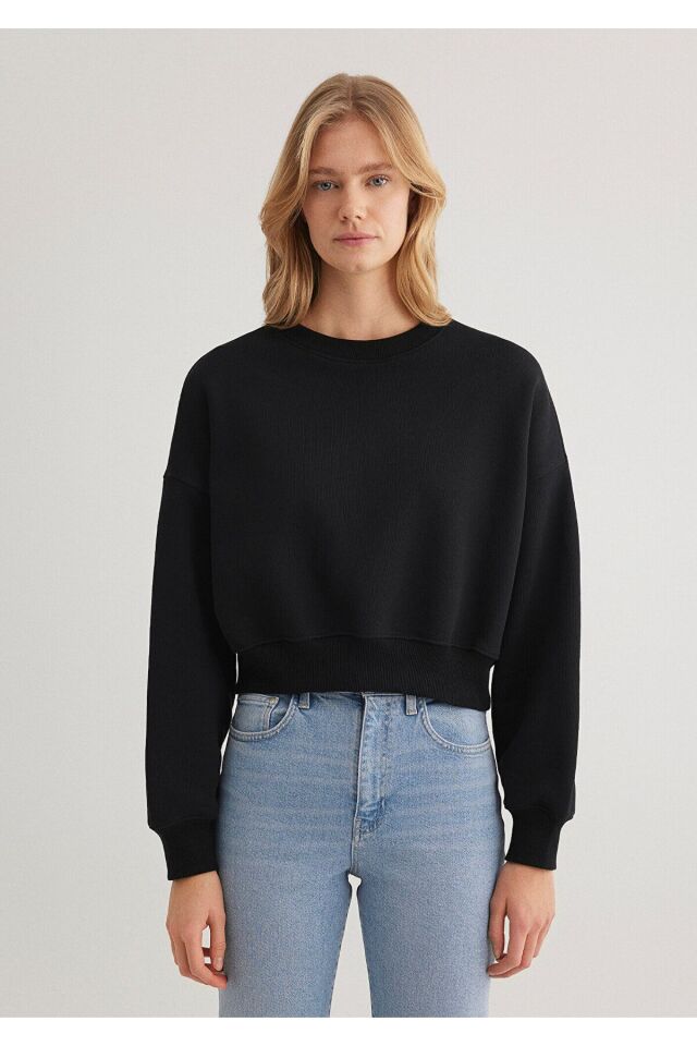 MAVİ KADIN BISIKLET YAKA SWEATSHIRT Siyah 1S10307-900