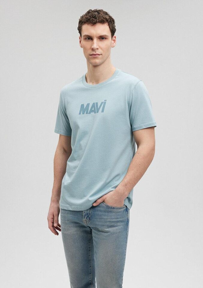 MAVİ ERKEK MAVİ BASKILI TİŞÖRT  Taş Mavi 066846-70838
