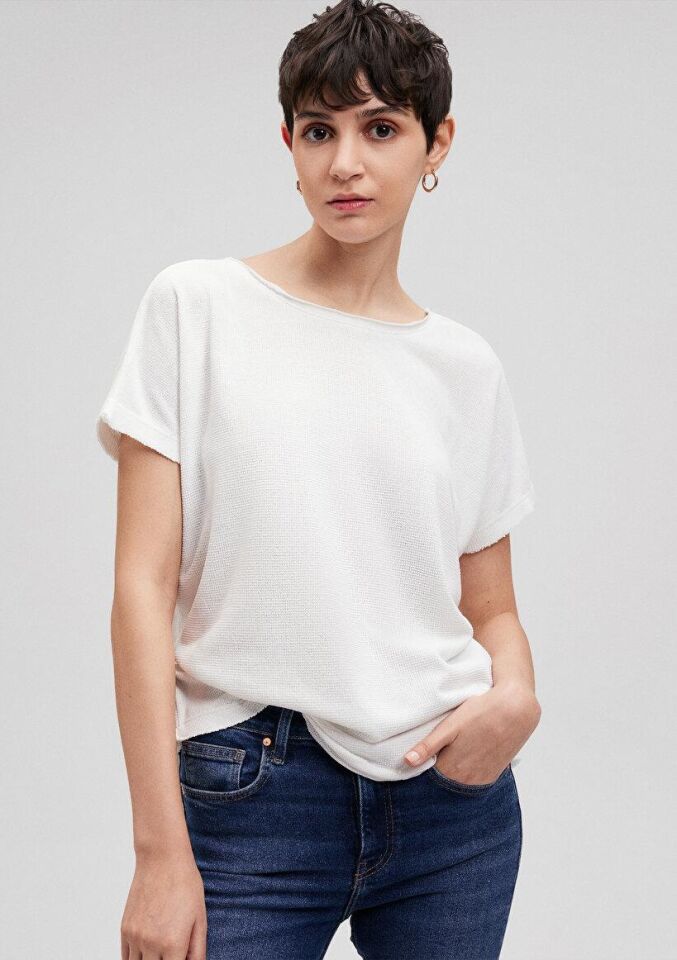 MAVİ KADIN KISA KOL PENYE Kırık Beyaz 167311-81964