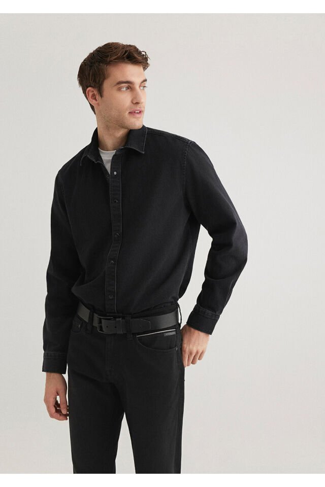MAVİ ERKEK UZUN KOL GÖMLEK Siyah 0211441-900