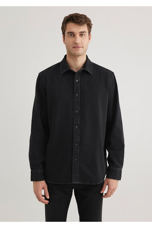 MAVİ ERKEK UZUN KOL GÖMLEK Siyah 0211441-900