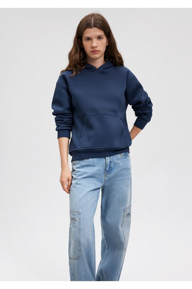 MAVİ KADIN KAPİŞONLU SWEATSHIRT Koyu Lacivert 167299-70488