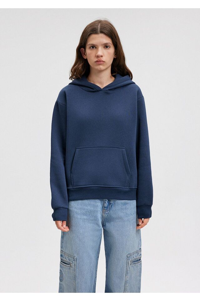 MAVİ KADIN KAPİŞONLU SWEATSHIRT Koyu Lacivert 167299-70488