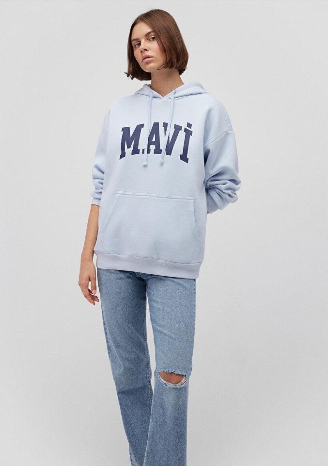 MAVİ KADIN MAVİ LOGO KAPÜŞONLU SWEATSHIRT Uçuk Mavi 1600361-70717