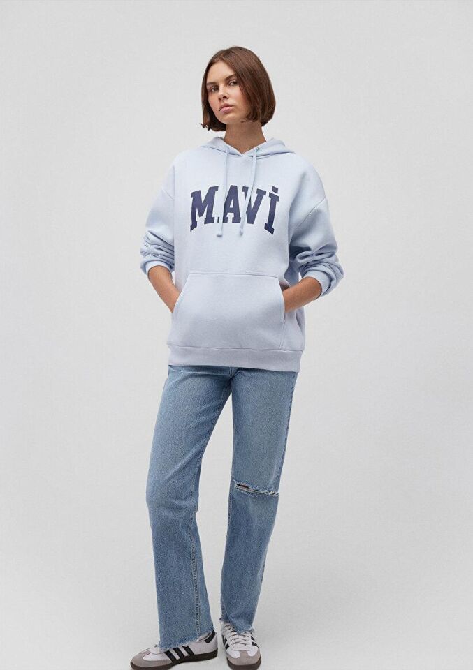 MAVİ KADIN MAVİ LOGO KAPÜŞONLU SWEATSHIRT Uçuk Mavi 1600361-70717