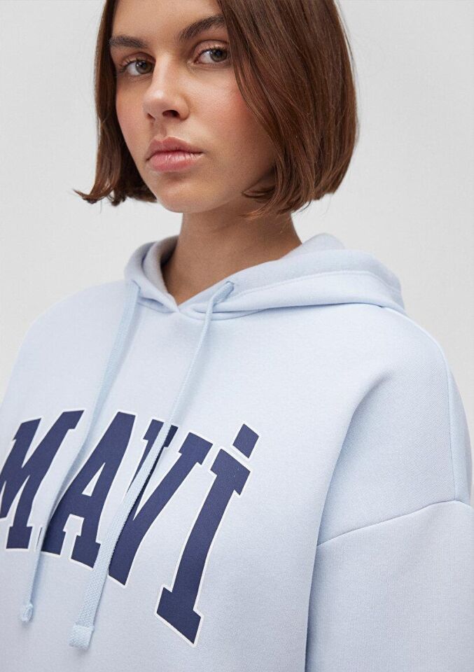 MAVİ KADIN MAVİ LOGO KAPÜŞONLU SWEATSHIRT Uçuk Mavi 1600361-70717