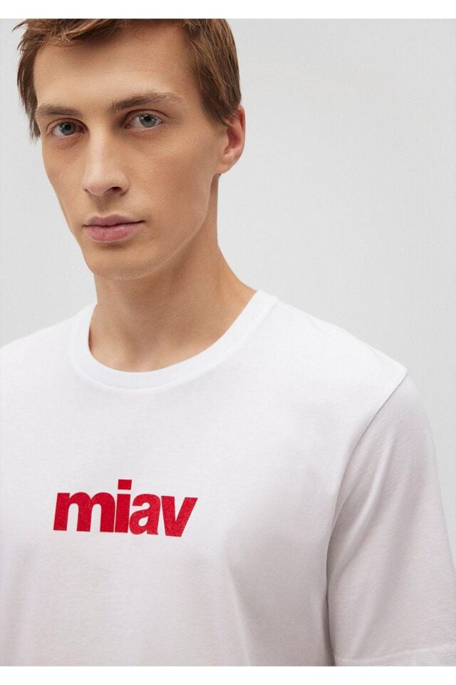 MAVİ ERKEK MİAV BASKILI TİŞÖRT BEYAZ 067153-622