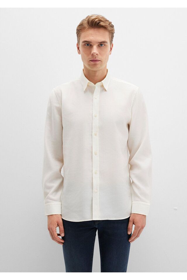 MAVİ ERKEK UZUN KOL GÖMLEK KIRIK BEYAZ 0211659-70057