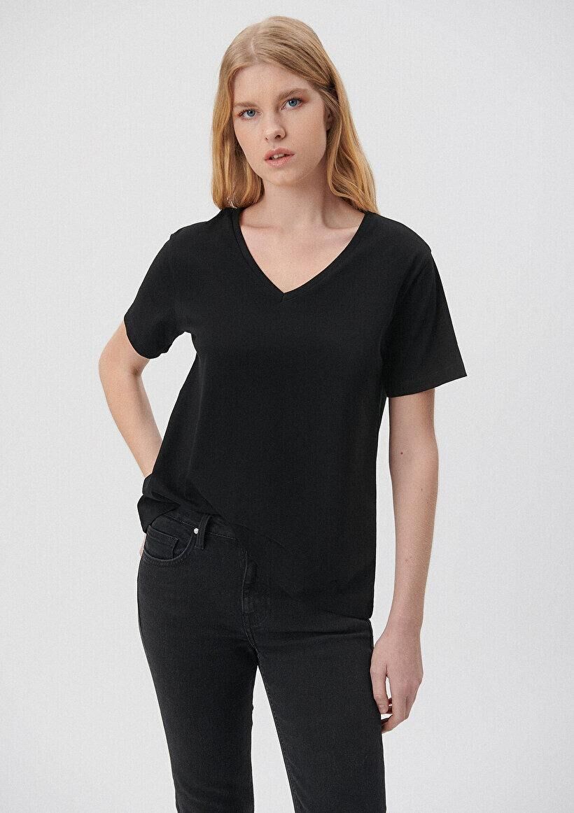 MAVİ KADIN V YAKA TİŞÖRT Siyah 1611444-900
