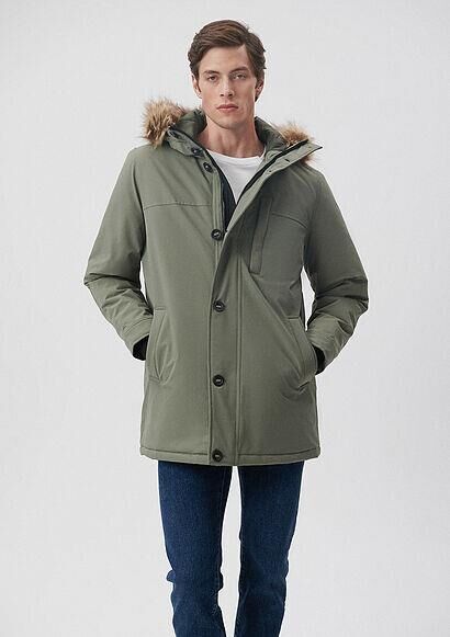 MAVİ ERKEK KAPÜŞONLU PARKA  Soluk Koyu Yeşil 010463-85485