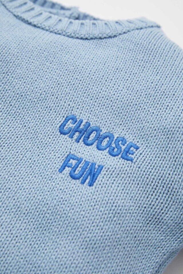 DEFACTO ERKEK BEBEK SLOGAN BASKILI REGULAR FİT BİSİKLET YAKA KAZAK X5293A2