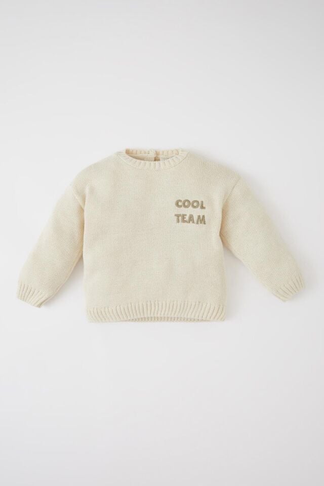 DEFACTO ERKEK BEBEK SLOGAN BASKILI REGULAR FİT BİSİKLET YAKA KAZAK X5293A2