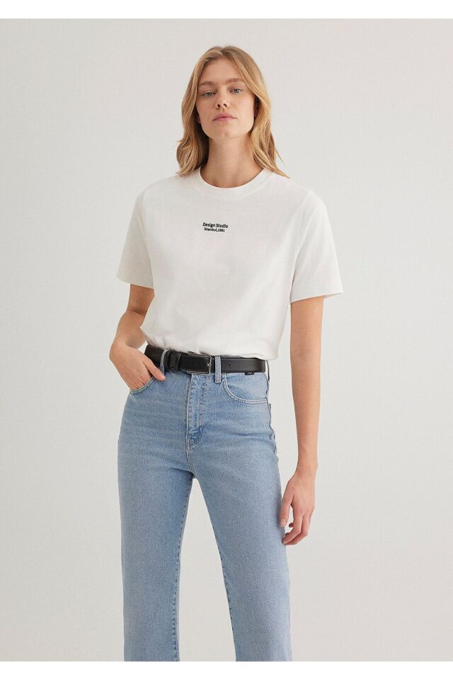 MAVİ KADIN KISA KOLLU MODELLİ PENYE Kırık Beyaz 1612911-70057