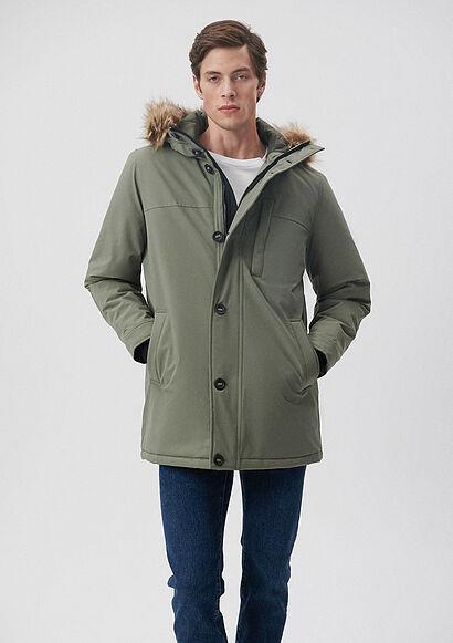 MAVİ ERKEK KAPÜŞONLU PARKA  Soluk Koyu Yeşil 010463-85485 YEŞİL - XL