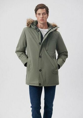 MAVİ ERKEK KAPÜŞONLU PARKA  Soluk Koyu Yeşil 010463-85485 YEŞİL - XL