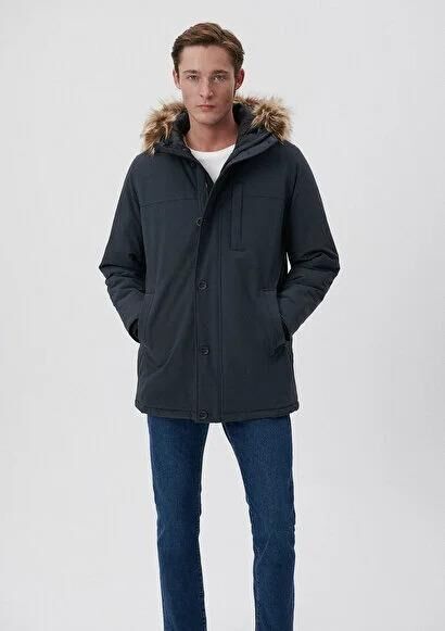 MAVİ ERKEK KAPÜŞONLU PARKA  Kuzgun 010463-34332