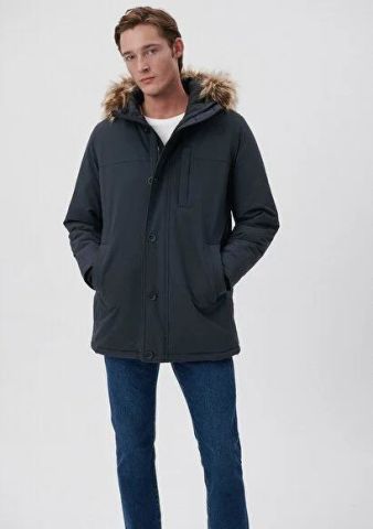 MAVİ ERKEK KAPÜŞONLU PARKA  Kuzgun 010463-34332
