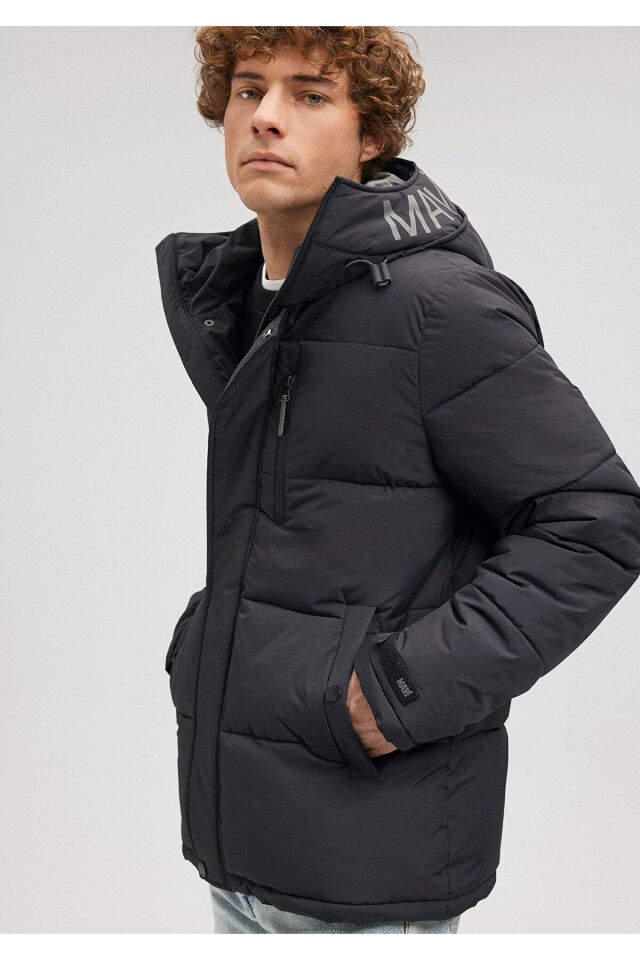 MAVİ ERKEK KAPÜŞONLU MONT Siyah 010426-900