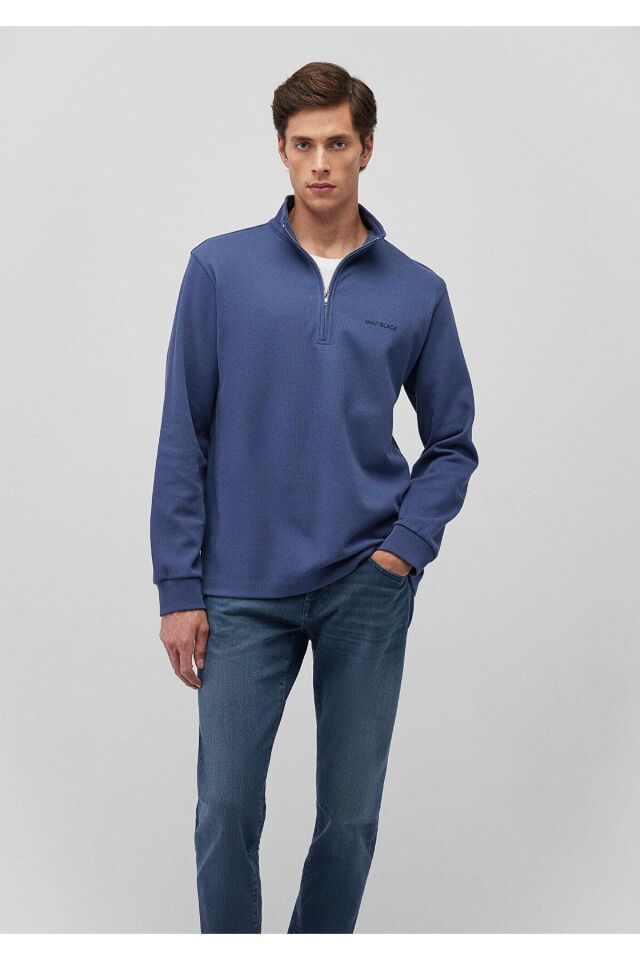 MAVİ ERKEK YARIM FERMUARLI SWEATSHIRT OCEANA 0S10252-87737