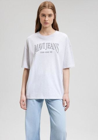 MAVİ KADIN MAVİ JEANS BASKILI TİŞÖRT Light Grey Mel 1612415-87033