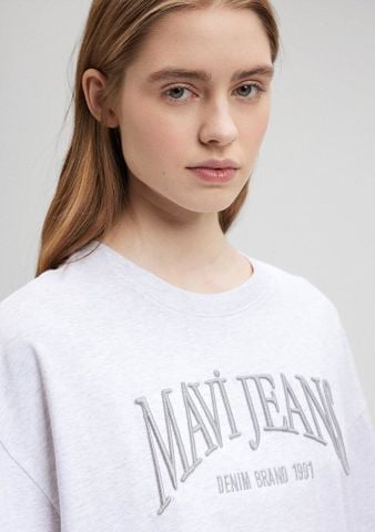 MAVİ KADIN MAVİ JEANS BASKILI TİŞÖRT Light Grey Mel 1612415-87033