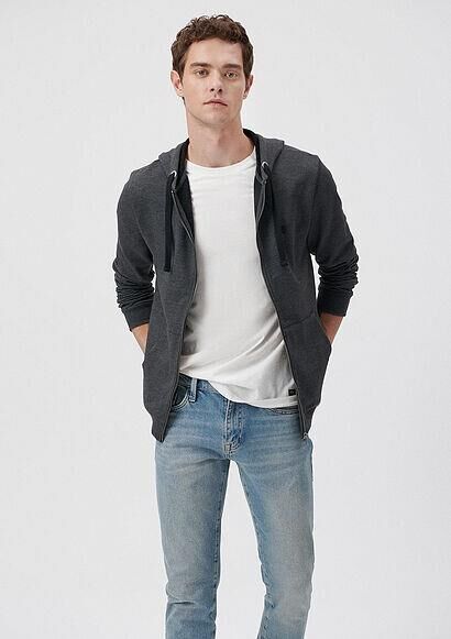 MAVİ ERKEK FERMUARLI SWEATSHIRT  Koyu Gri Melanj 065582-29758