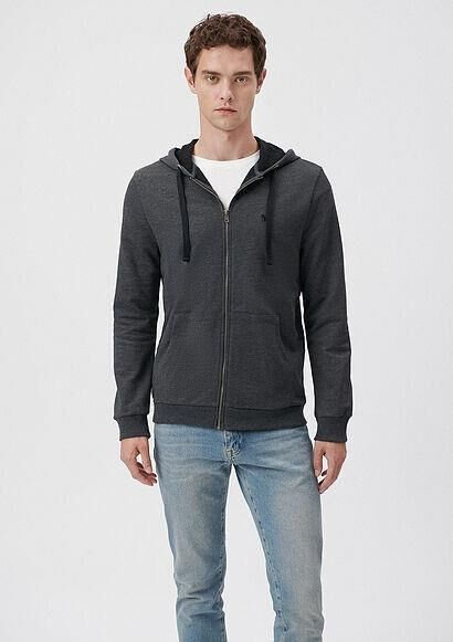 MAVİ ERKEK FERMUARLI SWEATSHIRT  Koyu Gri Melanj 065582-29758