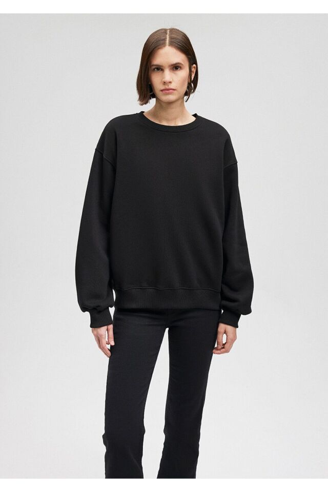 MAVİ KADIN BİSİKLET YAKA SWEATSHIRT Siyah 1610198-900