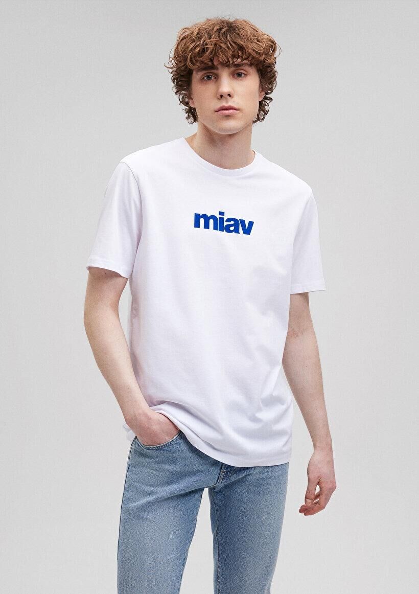 MAVİ ERKEK MİAV BASKILI TİŞÖRT Beyaz 067153-620