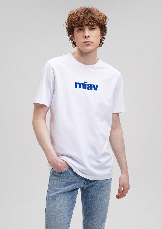 MAVİ ERKEK MİAV BASKILI TİŞÖRT Beyaz 067153-620