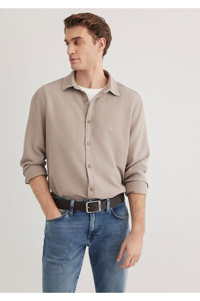 MAVİ ERKEK UZUN KOL GÖMLEK Kum 0211461-80697