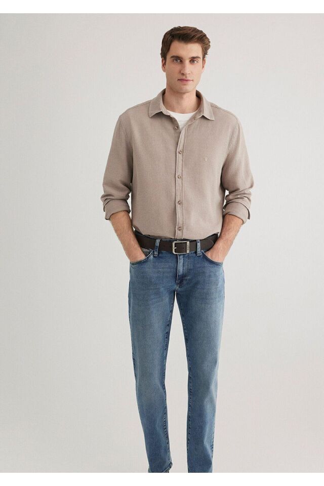 MAVİ ERKEK UZUN KOL GÖMLEK Kum 0211461-80697