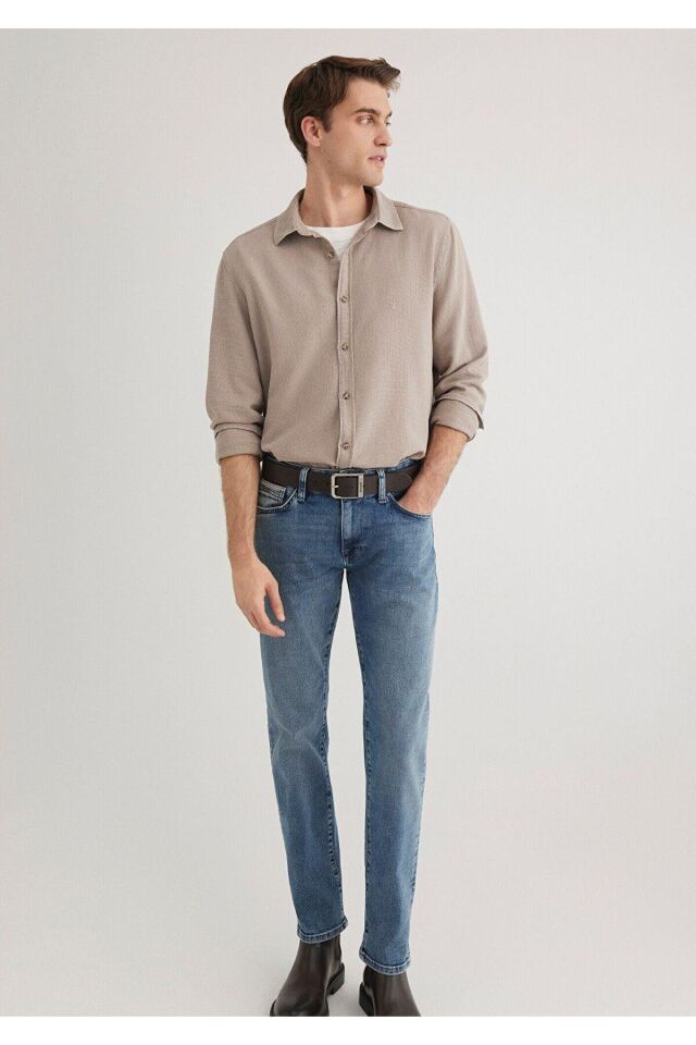 MAVİ ERKEK UZUN KOL GÖMLEK Kum 0211461-80697