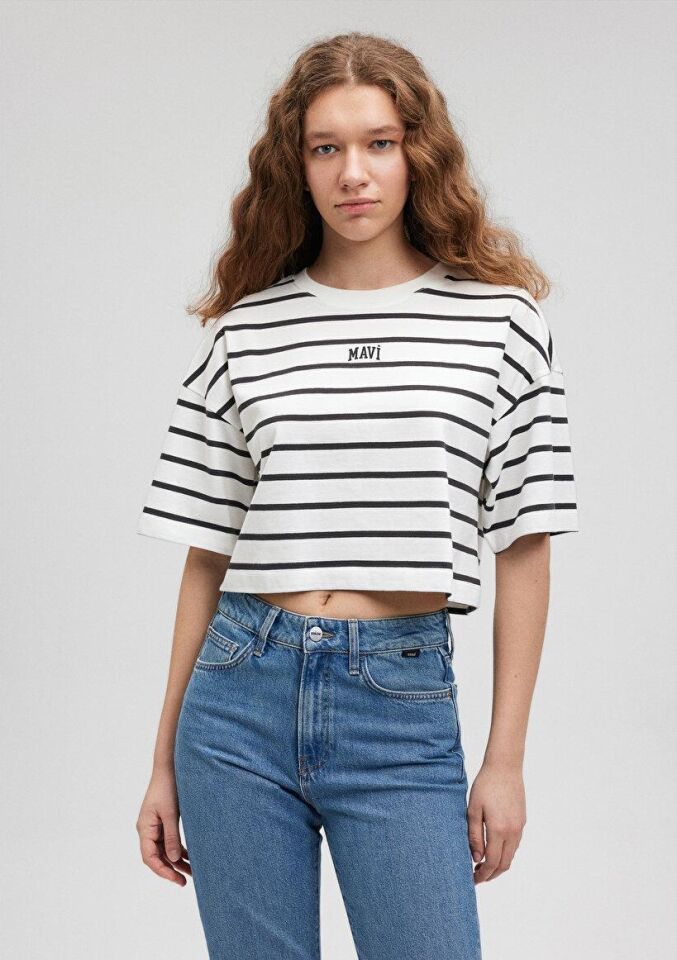 MAVİ KADIN MAVİ BASKILI TİŞÖRT Phantom Stripe 1612227-86678