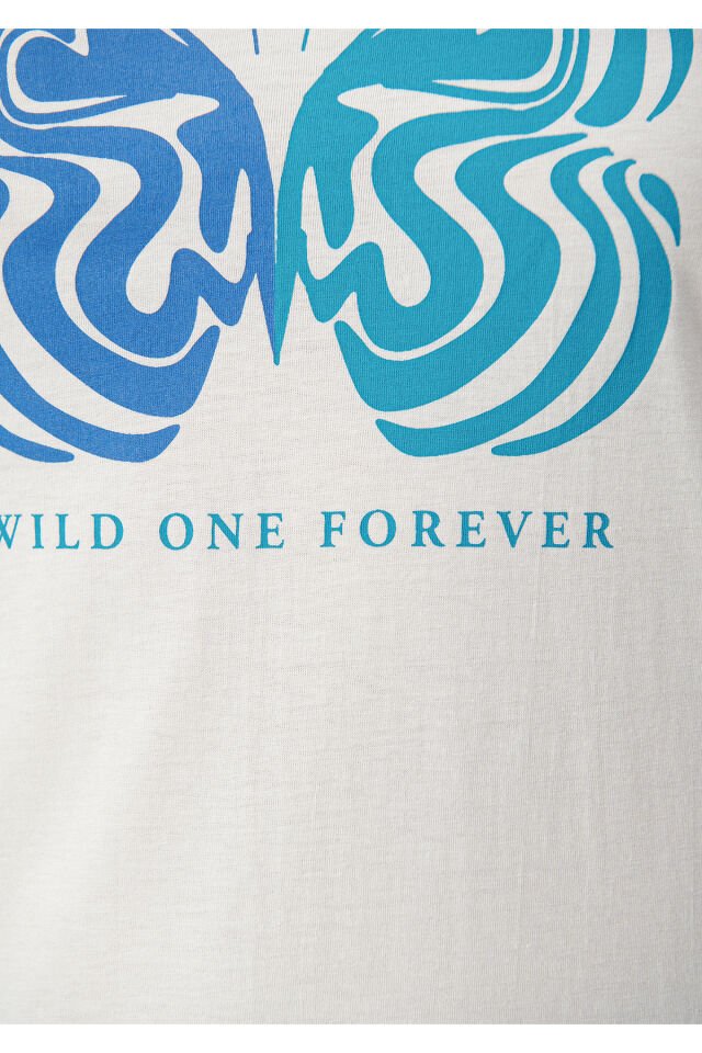 MAVİ KADIN KELEBEK BASKILI TİŞÖRT Hindistan Cevizi 1611709-80194