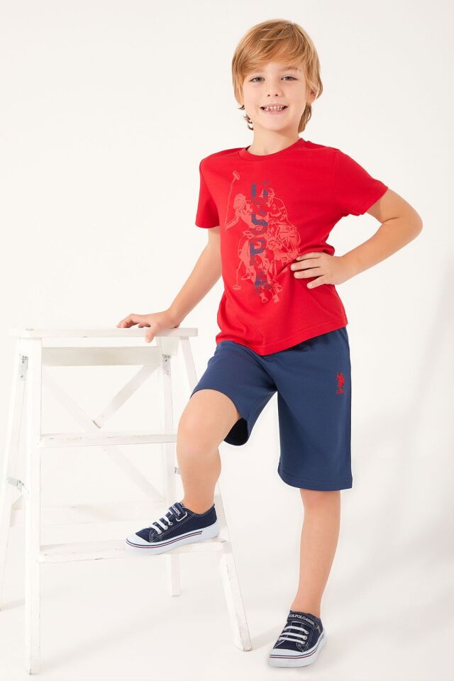 U.S. POLO ASSN. ERKEK GARSON BERMUDA TAKIM US1316-G KIRMIZI - 9-10